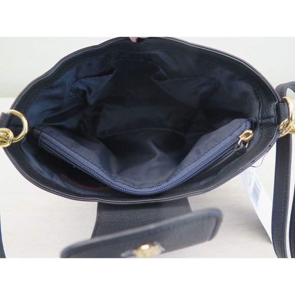 Tommy Hilfiger 69J5583 001 Pink/Black Striped PU Leather Crossbody Bag $108 - Picture 10 of 11